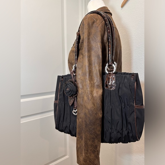 Western style faux leather jacket brown w beads and zipper size small to medium - Picture 15 of 16